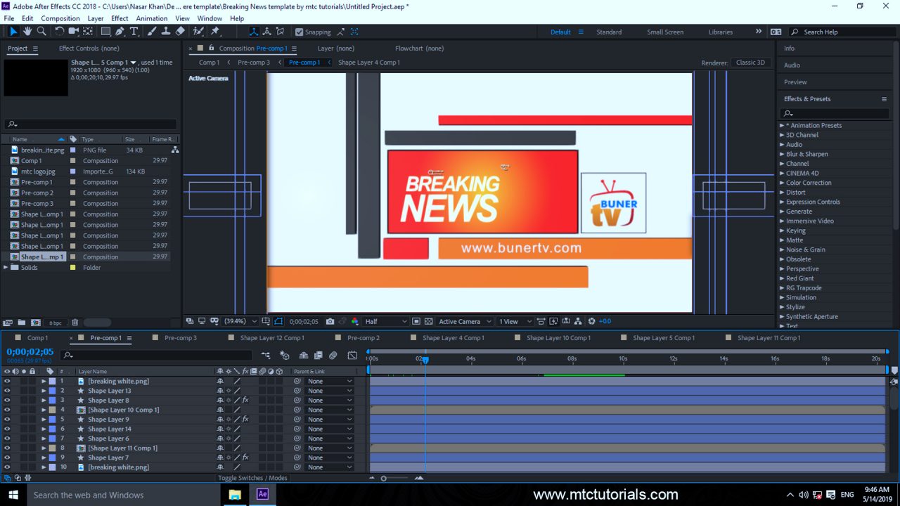 news time after effects template free download