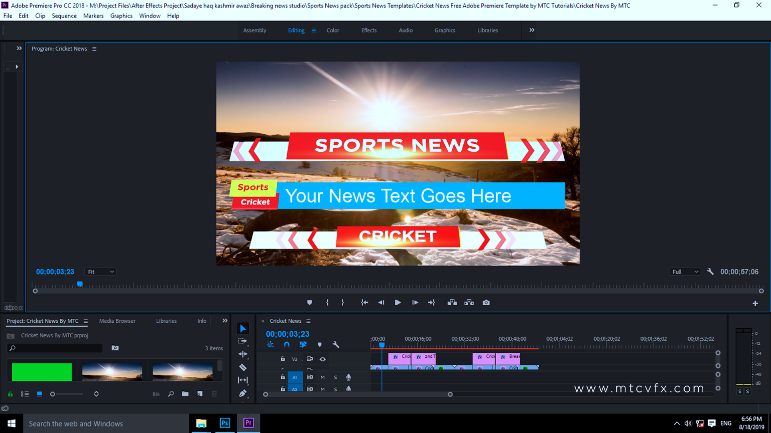 Download Free Cricket News Adobe Premiere Template MTC TUTORIALS